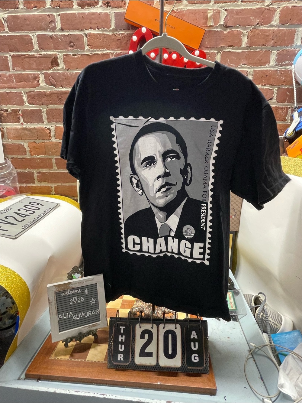 2008 Vintage Y2K Obama T Shirt Adult Gray Small S President Graphic Rap